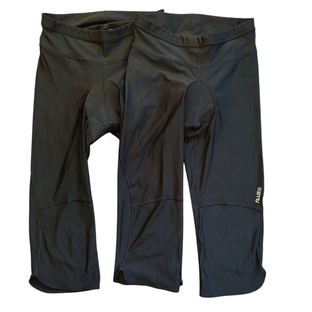 (2 Pairs) Nishiki Womens Specific Cycling Padded Capri Pants Black